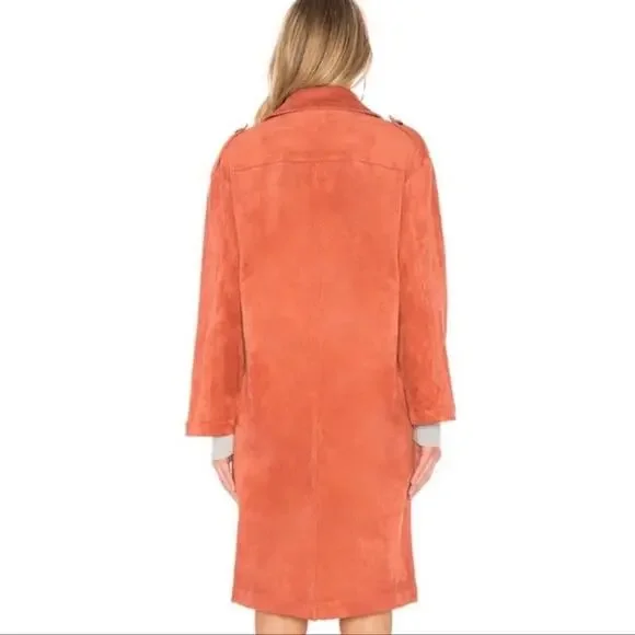 Tularosa Vanessa Rust Faux Suede Trench Coat Size M